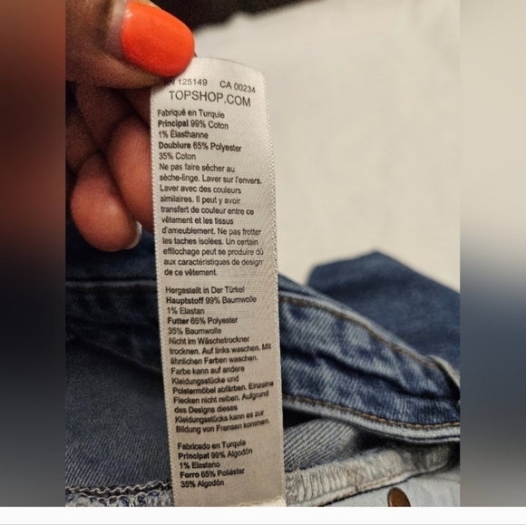 Topshop Cut Off Crops Straight Leg. Ripped. Blue. Size Waist 28 - Picture 12 of 14